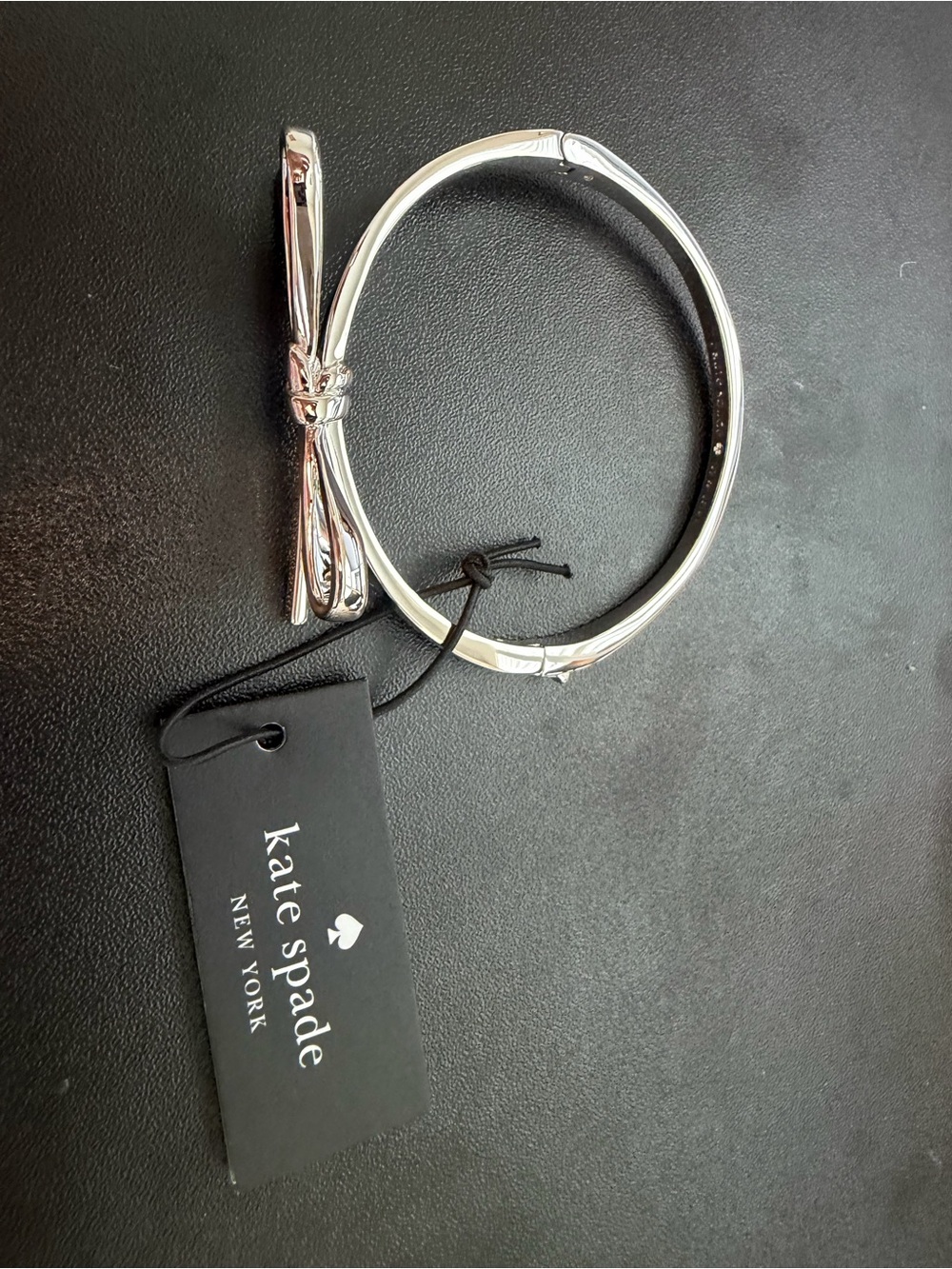 kate spade Silver Bow Hinged Bangle with Tag